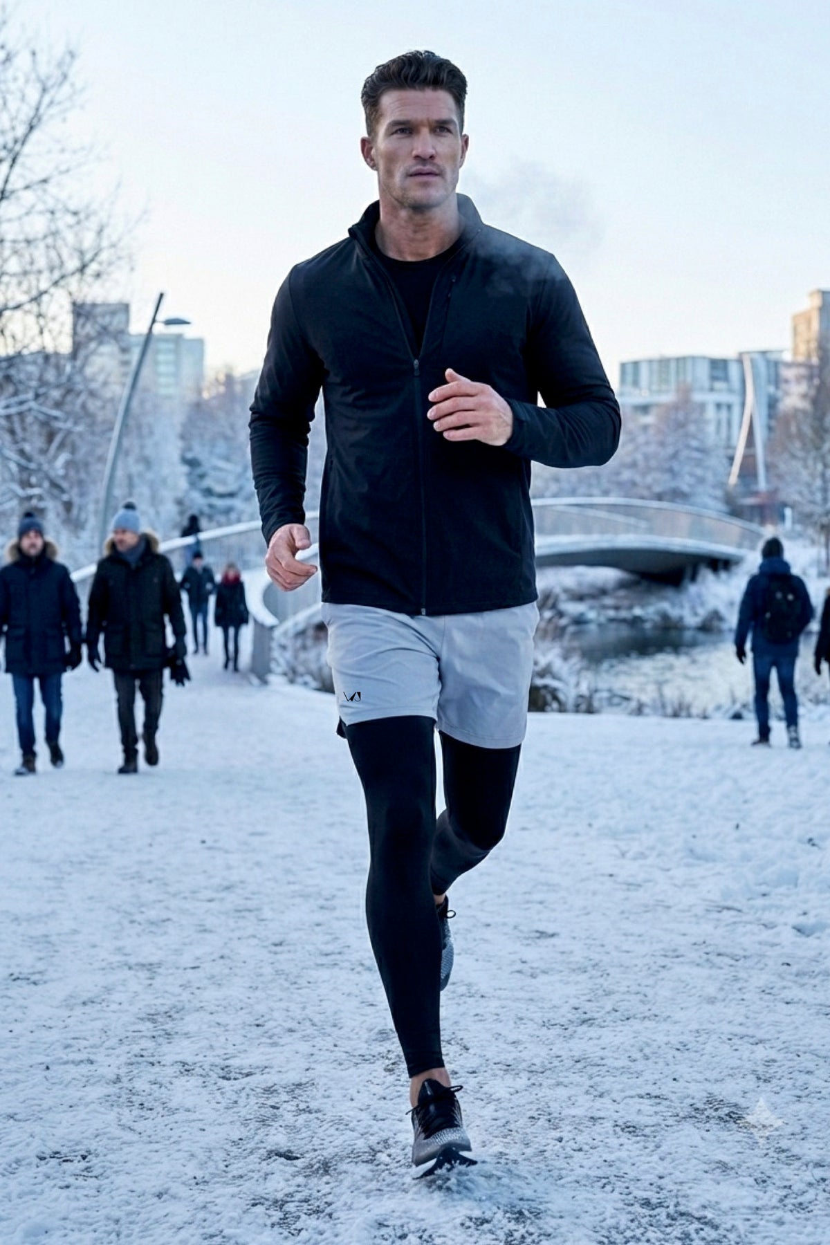 Herren Thermo Kompressionsleggings Tall Fit in schwarz– Jogger draußen